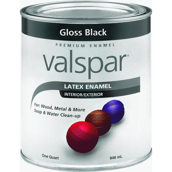 Valspar 410.0065048.005 Latex Enamel, 1 Qt, Gloss Black
