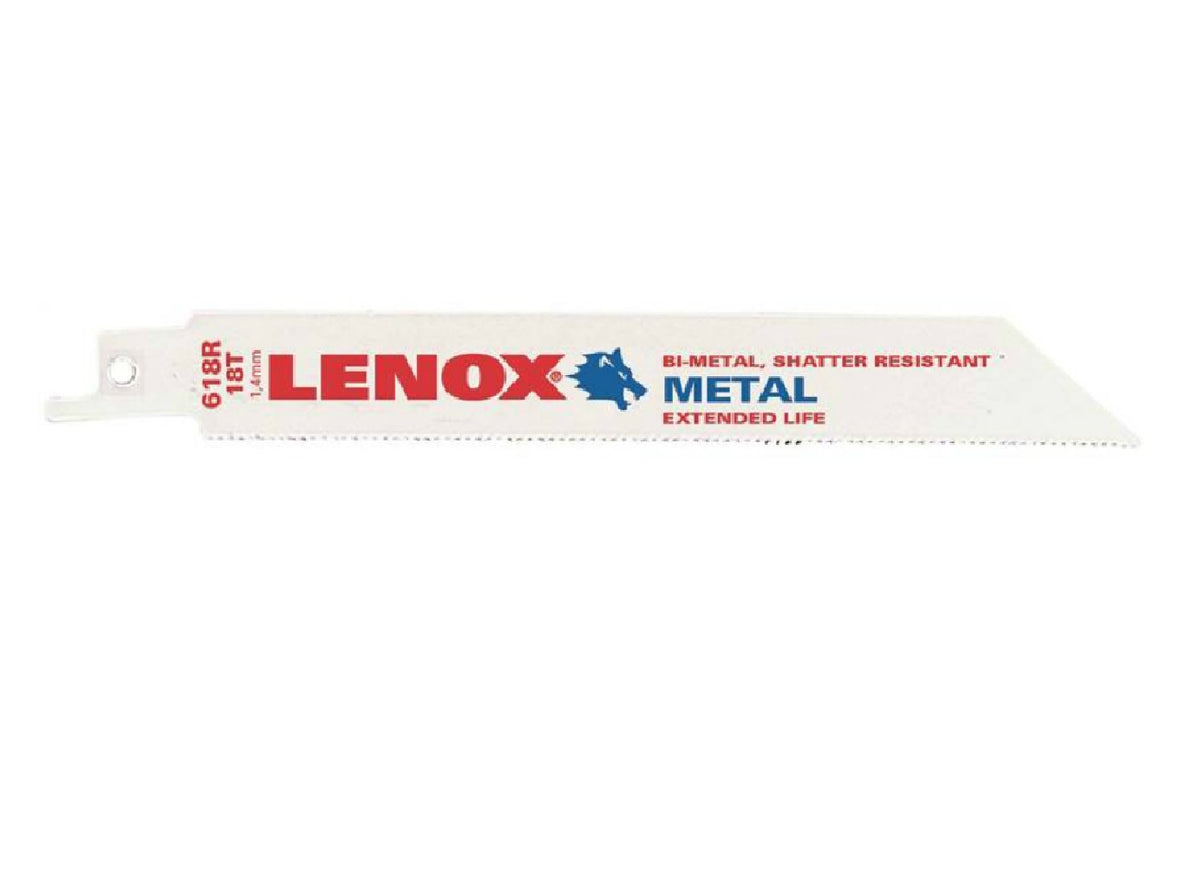 Lenox® 20567S618R Metal Cutting Reciprocating Saw Blade, 18 TPI, 6"