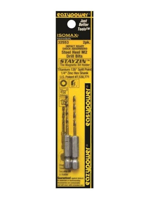 Eazypower 32553 Magnetic Steel Heel M2 Drill Bits, 3/32" x 2"