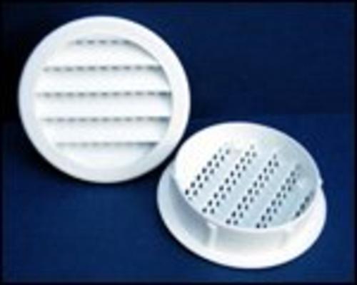 Maurice Franklin PLW100-1" Round Plastic Louver w/ Insect Screen, White, Bag/6