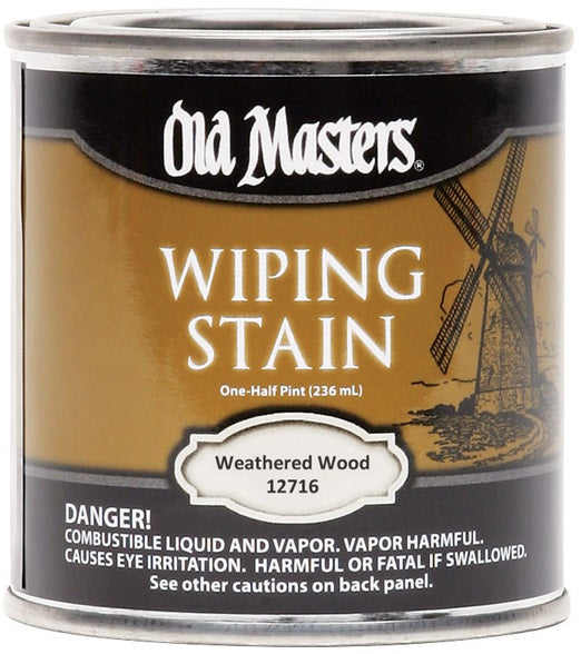 Old Masters 12716 Semi-Transparent Oil-Based Wiping Stain, Weathered Wood, 0.5 Pint