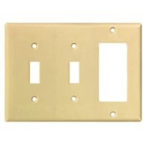 Cooper Wiring 2173V-BOX 2 Toggle & Decorator Wall Plate, 4.50"X6.375", Ivory