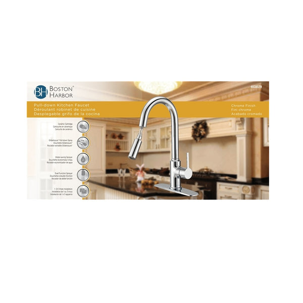 Boston Harbor FP4AF227CP Pull-Down Kitchen Faucet, Contemporary Chrome