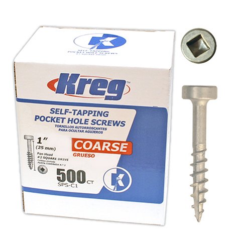Kreg SPS-C1-500 Coarse Self-Tapping Pocket Hole Screws, 1", 500 Ct