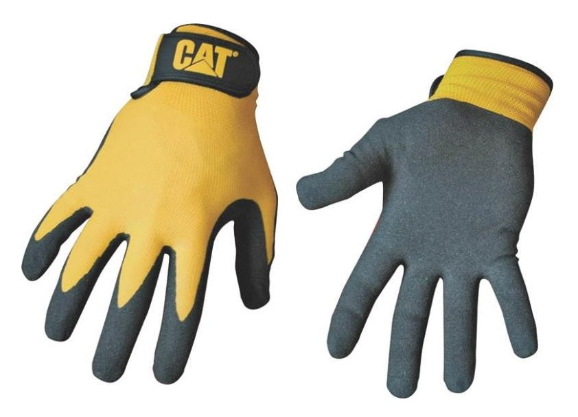 Cat CAT017416L Men's Nitrile Coated Palm Glove, Large, Black & Yellow