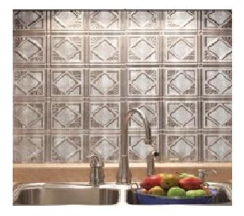 Acoustic Ceiling F51-21 Backsplash Panel, 18" x 24", Cross Hatch Silver