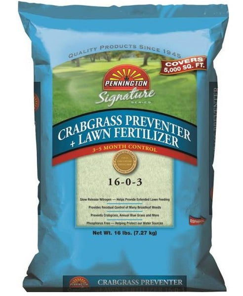 Pennington 423401 Signature Crabgrass Preventer Lawn Fertilizer, 16 lbs