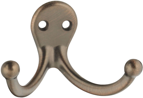 National Hardware S806-513 V8007 Heavy Duty Double Robe Hook, Antique Bronze