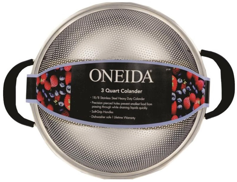 Oneida 57150 Colander Stainless Steel, 3 Quart