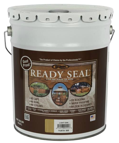 Ready Seal 505 Pail Light Oak Exterior Wood Stain and Sealer, 5 Gallon