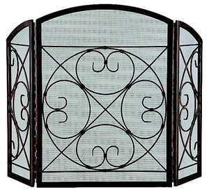 Simple Spaces CPO90502AC3L 3 Panel Fire Screen, Antique Bronze