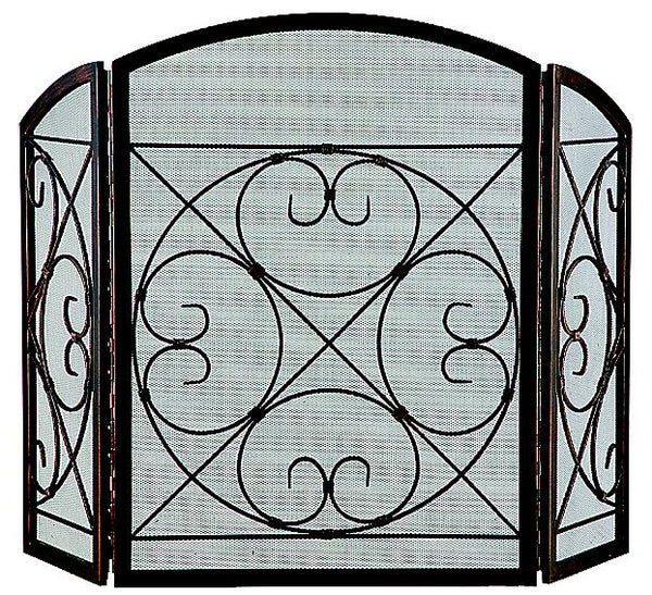 Simple Spaces CPO90502AC3L 3 Panel Fire Screen, Antique Bronze