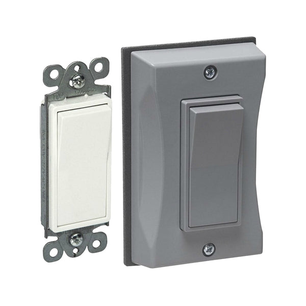 Hubbell 5122-0 Weatherproof Outdoor Rocker Switch Cover With Switch, Grey