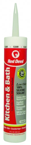 Red Devil 0887 Kitchen & Bath Silicone Sealant, Clear, 10.1 Oz