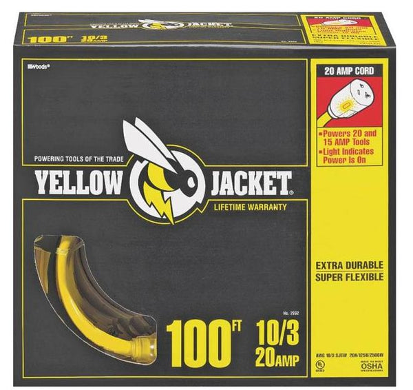 Yellow Jacket 2992 Extension Cord, 100 Feet, Yellow