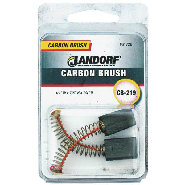 Jandorf 61726 CB219 Motor Carbon Brushes, 1/4" x 1/2" x 7/8", Card Of 2