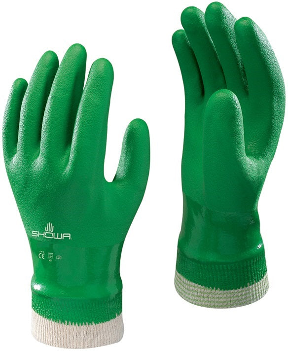 Showa 600L-09.RT Atlas 600 Dipped PVC Work Gloves, Large, Green