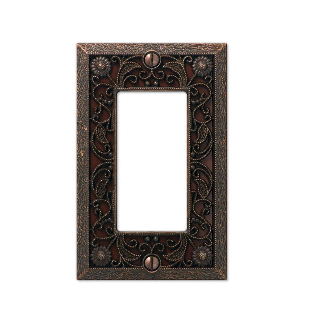 AmerTac 65RDB 1-Gang Rocker/GFCI Wallplate, Filigree Aged Bronze