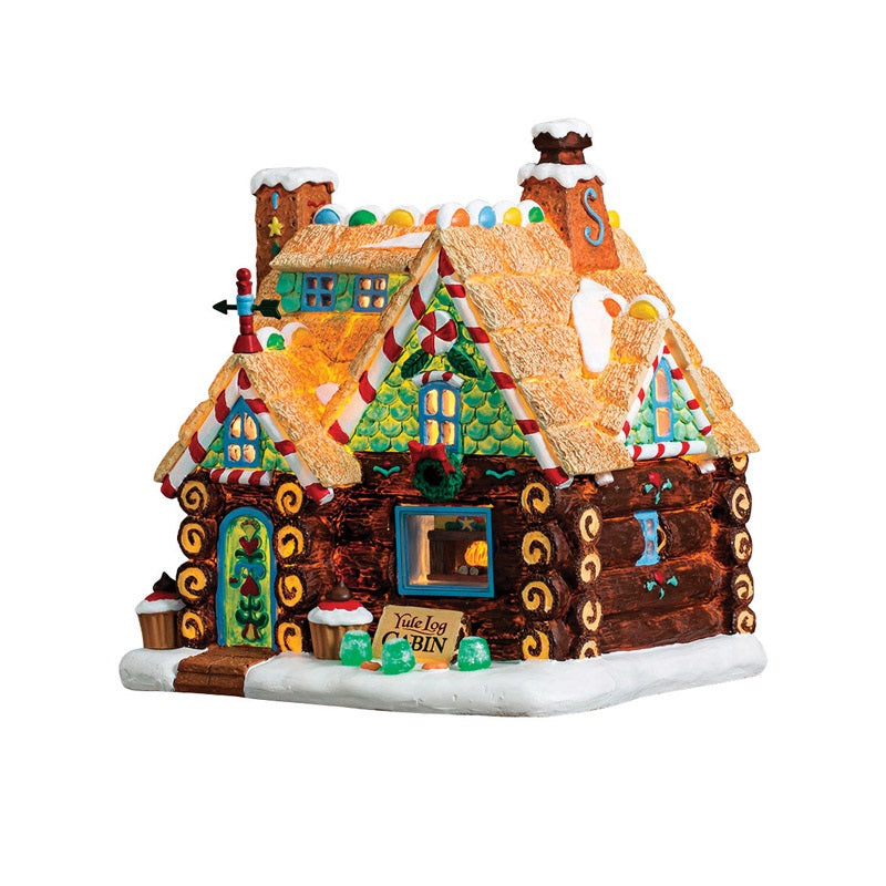 Lemax 75178 Yule Log Cabin Porcelain Village House, Multicolored