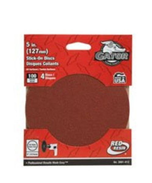 Gator 3001-012 Red Resin Stick-On Sanding Disc, 5", 100 Grit