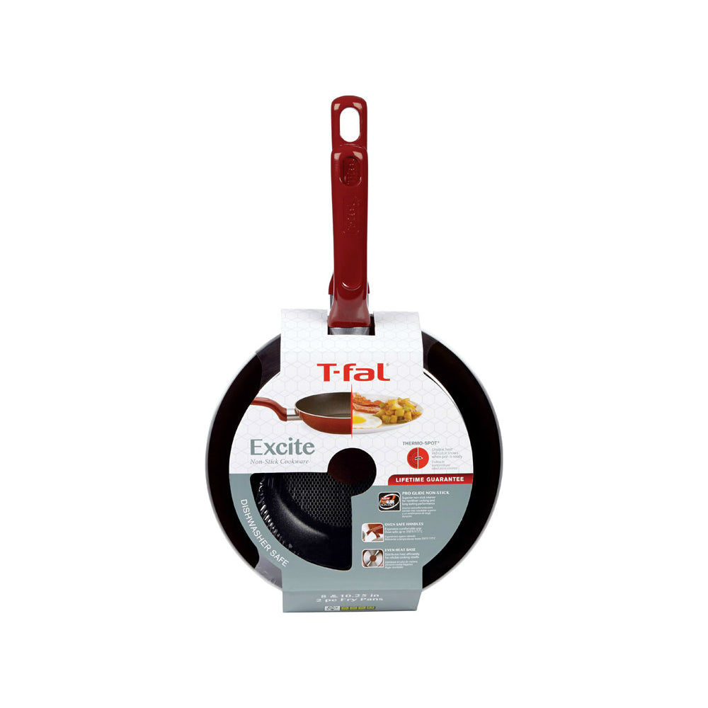 T-Fal B039S264 Excite Aluminum Fry Pan Set, Red