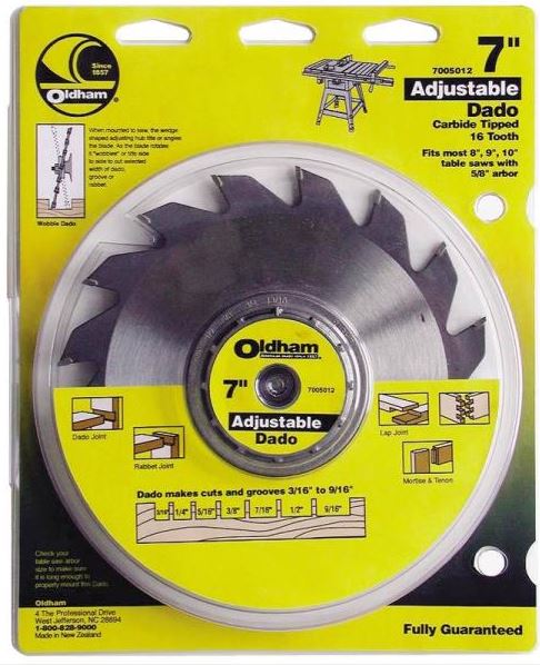 Oldham 7005012 Adjustable Carbide Dado Blade, 7"