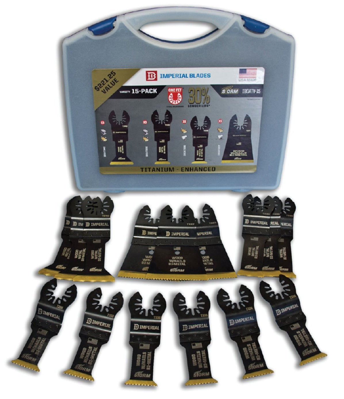 Imperial Blades IBOATV-15 One Fit Titanium Storm Variety Pack Kit with Case, 15 Piece