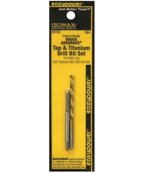 Eazypower 82733 Shock Absorber Tap & Titanium Drill Bit Set, 10-24NC, #25