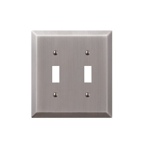 Amerelle 163TTAN Stamped Steel 2 Toggle Wall Plate, Antique Nickel