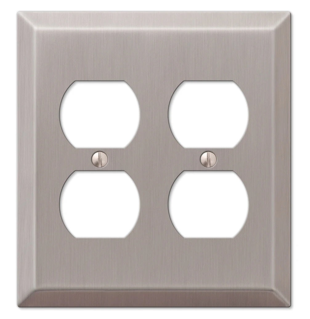AmerTac 163DDBN Century Double Duplex Wallplate, Steel