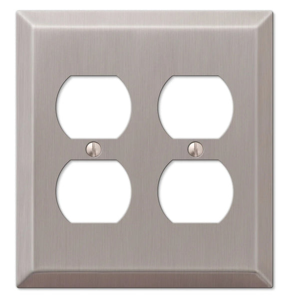 AmerTac 163DDBN Century Double Duplex Wallplate, Steel