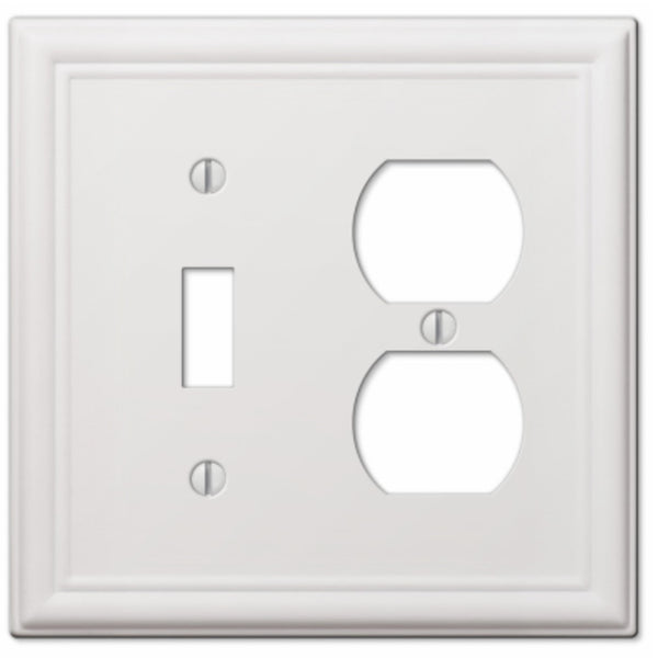 Amerelle 149TDW 2 Gang Duplex/Toggle Wall Plate, Stamped Steel, White