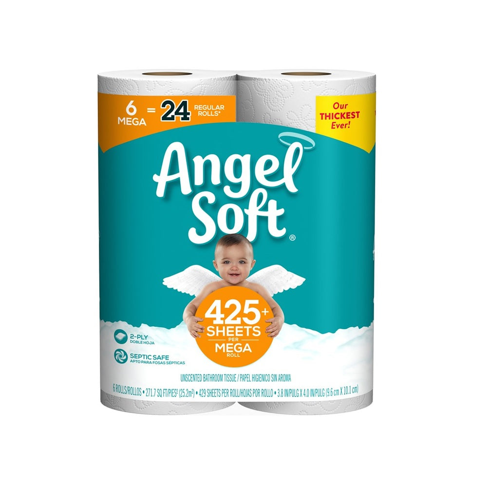 Angel Soft 79256 Unscented Bathroom Tissue Toilet Paper, White, 2-Ply