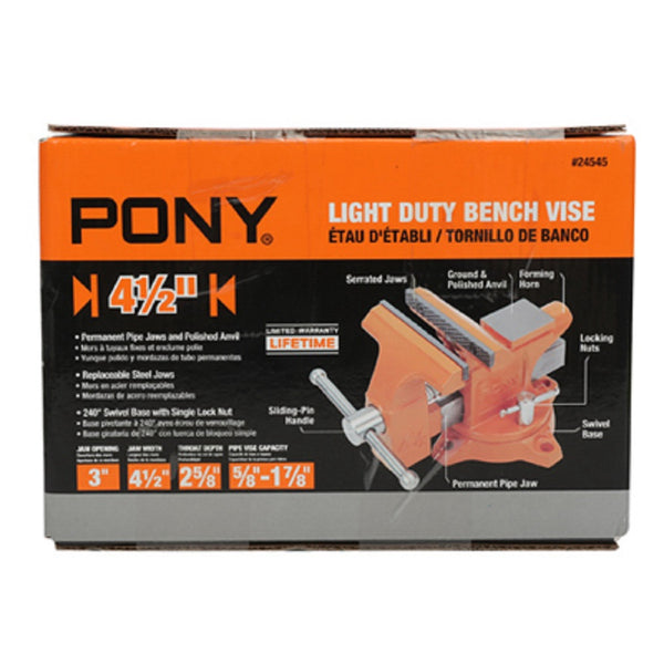 Arrow Fastener 24545 Light Duty Bench Vise With Swivel Base, Orange, 4-1/2 Inch