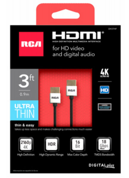 RCA DH3THF RCA Ultra Thin HDMI Cable, 3 feet