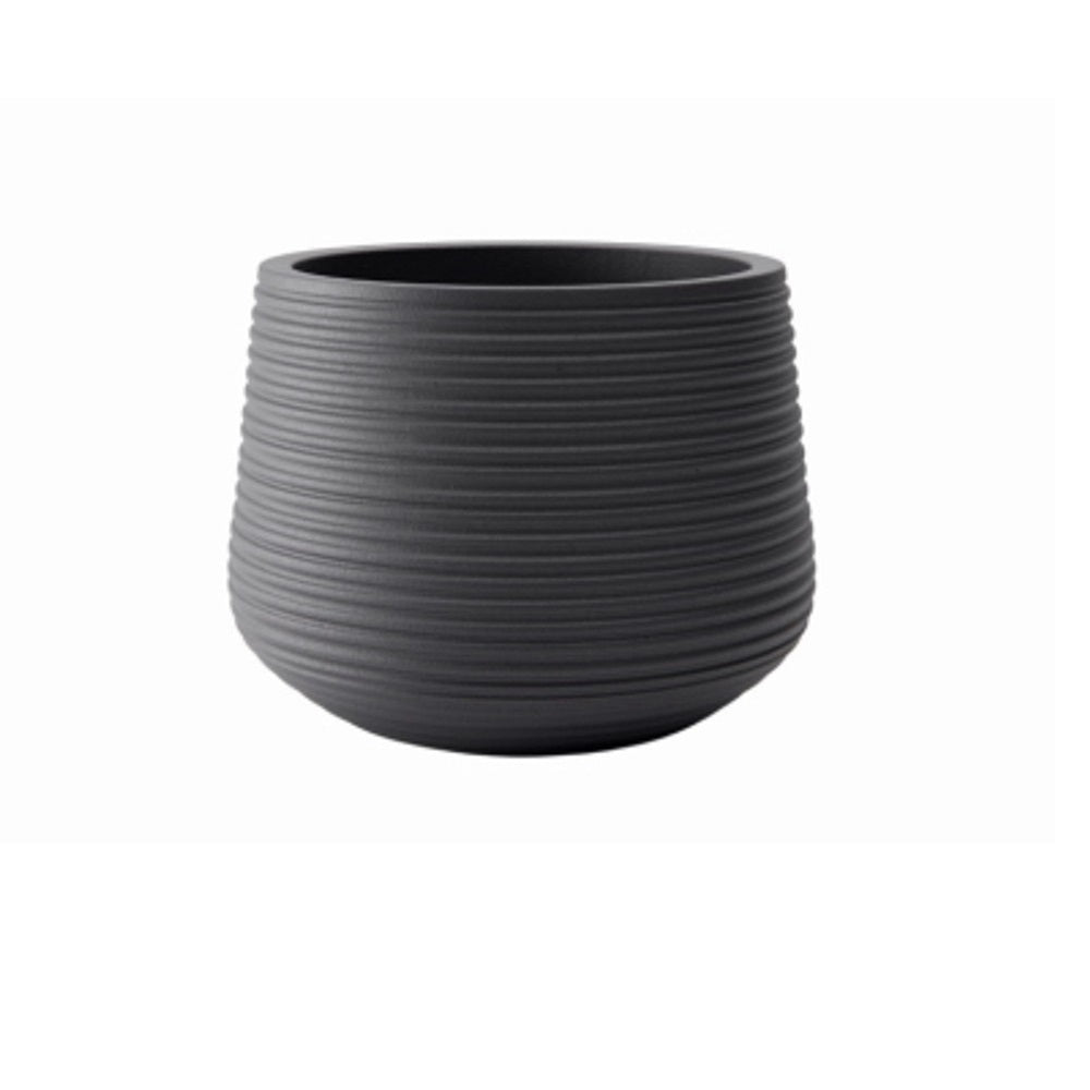 Avera AFM003045B Century Groove Planter, Black, 4.5 Inch