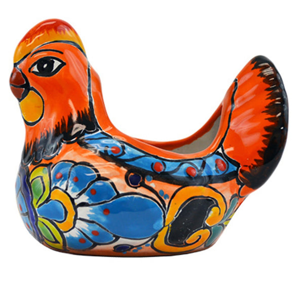 Avera APG002060 Ceramic Talavera Hen Shaped Planter, Assorted Color