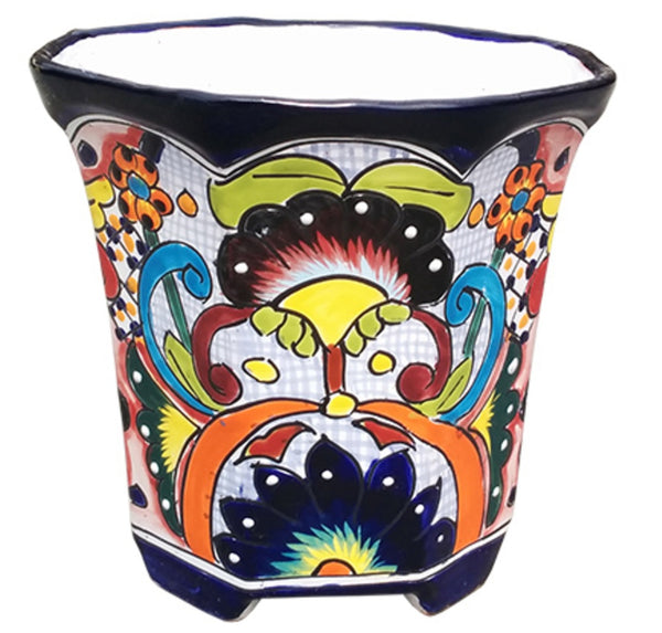 Avera APG022080 Ceramic Talavera Octagonal Planter, Assorted Color