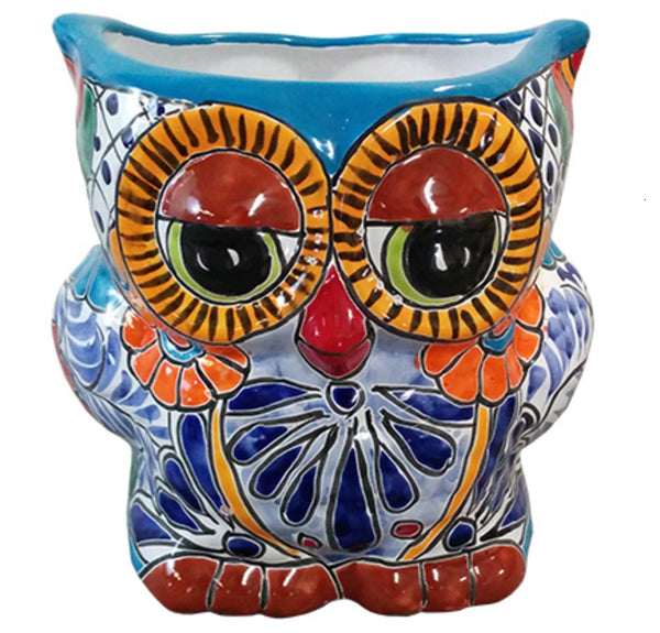 Avera APG061080 Talavera Owl Shaped Planter, 8 inch