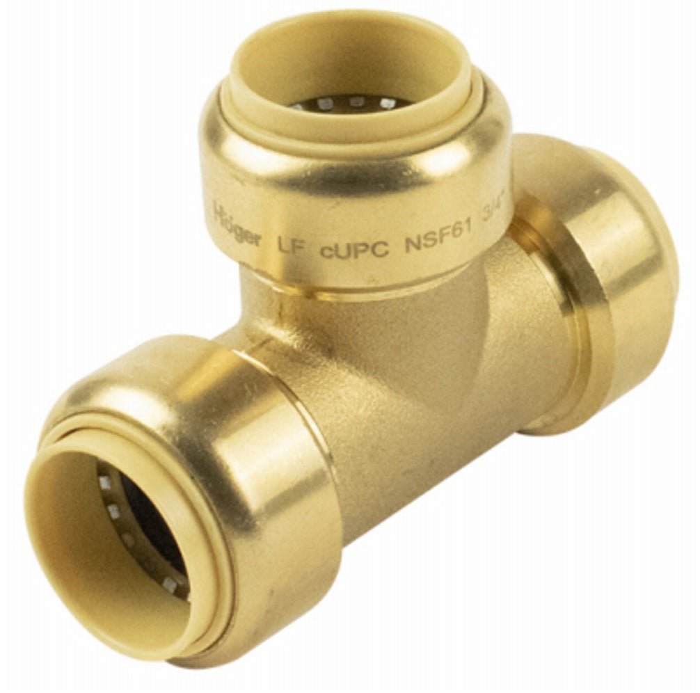 B & K 6632-005 Brass Push On Tee, 1 Inch
