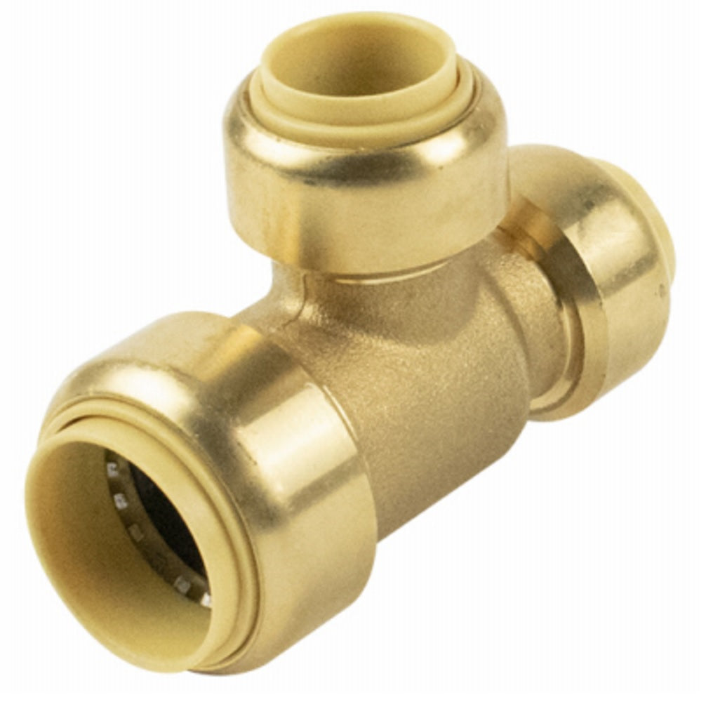 B & K 6632-433 Brass Push On Tee, 3/4 Inch x 1/2 Inch