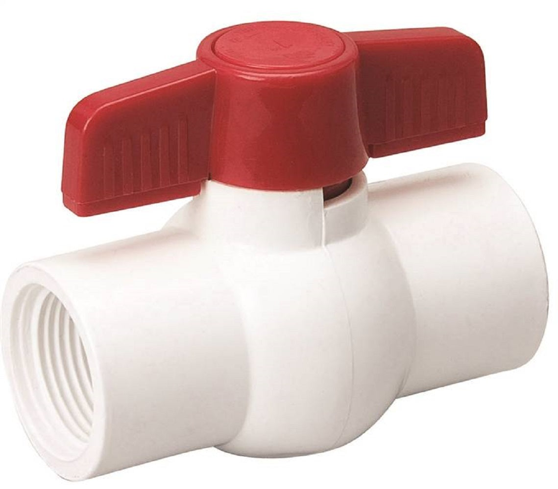 B & K 107-136HC Ball Valve, PVC, White, 1-1/4 in