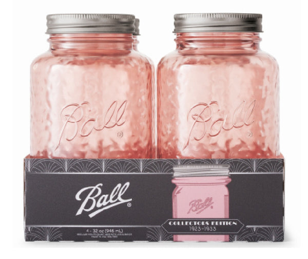 Ball 1440069046 Collection Elite Vintage Mason Jars, Wide Mouth, Pink, 32-oz