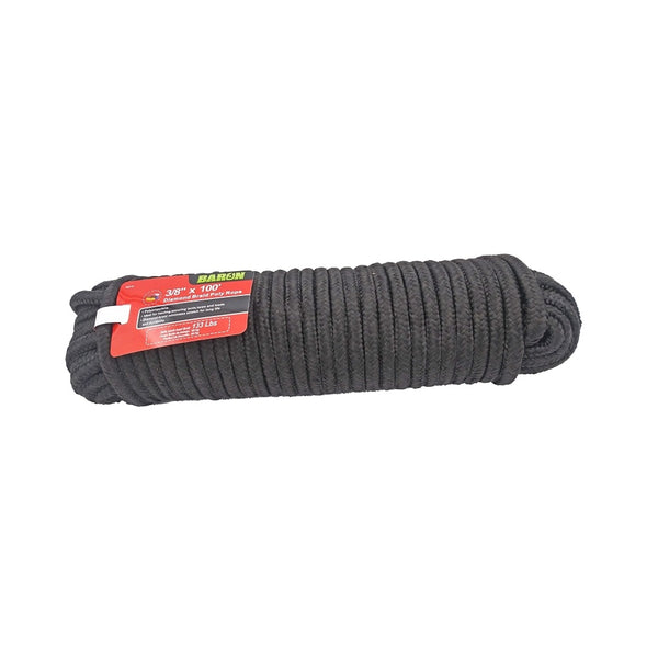 Baron 52218 Diamond Braided Rope, 3/8 Inch X 100 Feet, Black