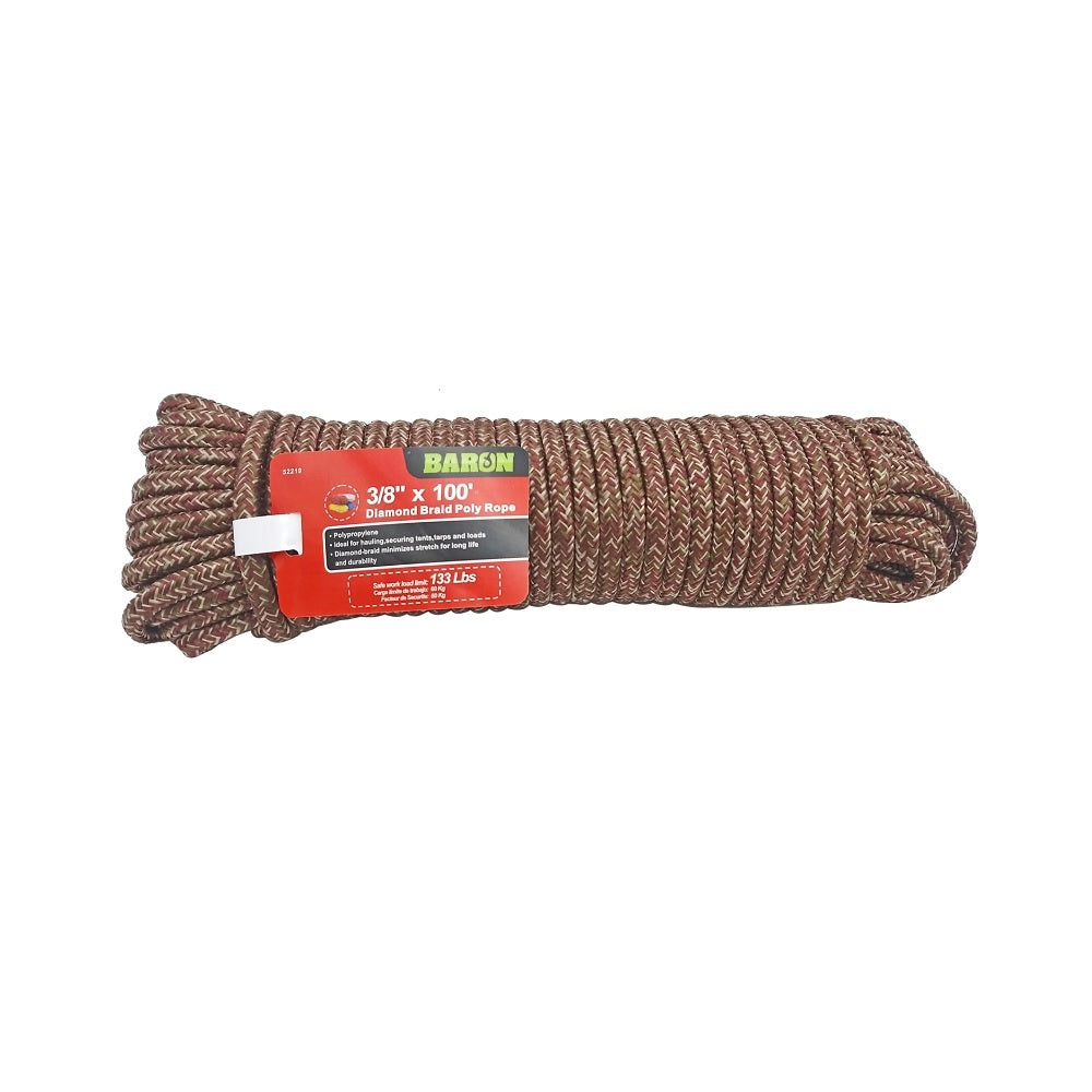 Baron 52219 Diamond Braided Rope, 3/8 Inch X 100 Feet, Camo