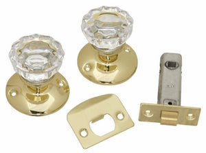 Belwith 1148-PB Passage Door Knob Latch Set, Glass Knobs, Polished Brass
