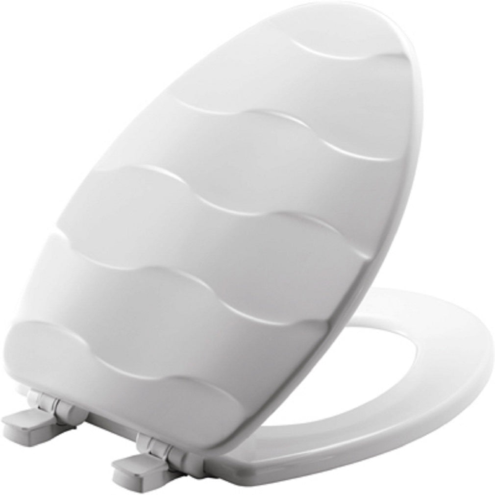 Bemis 133SLOW 000 Wood Sculptured Toilet Seat, Elongated, White