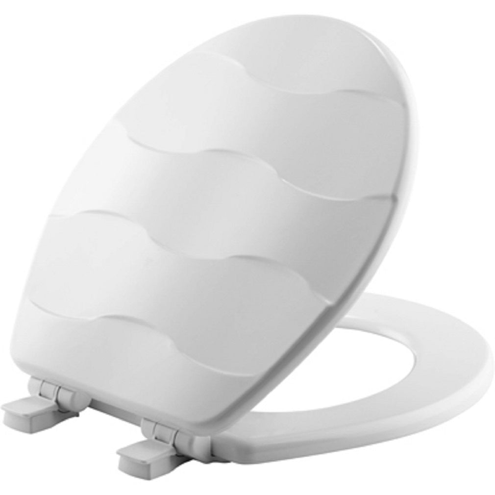 Bemis 33SLOW 000 Wood Sculptured Toilet Seat, Round, White