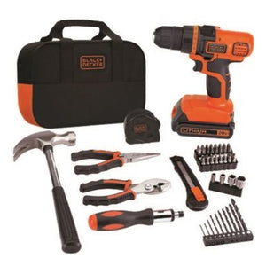 Black & Decker BCK50C1 Cordless Drill Tool Set, 20 Volt