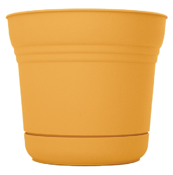 Bloem SP1023 Round Saturn Planter, Polyresin, Earthy Yellow, 10 Inch